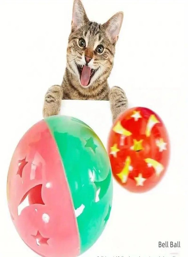THE DDS STORE 4PCS Value Pack Plastic Ball Cat Toys Lattice Balls with Bell Jingle Kitten Toy (Color May Vary) - Image 2